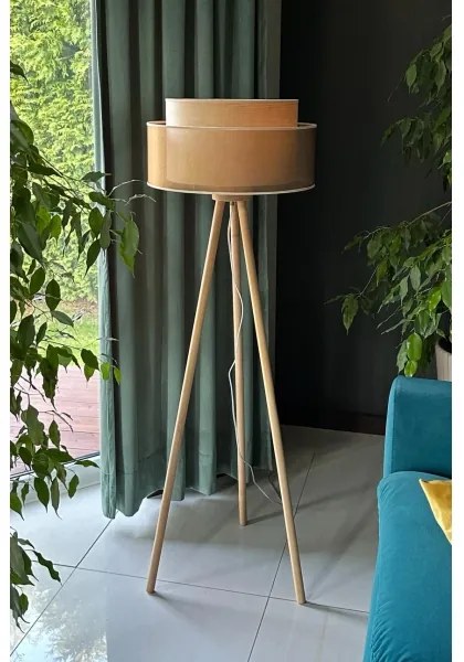 Lampadar WOOD Duolla BOHO 1xE27/15W/230V d. 45 cm cupru/maro/bej