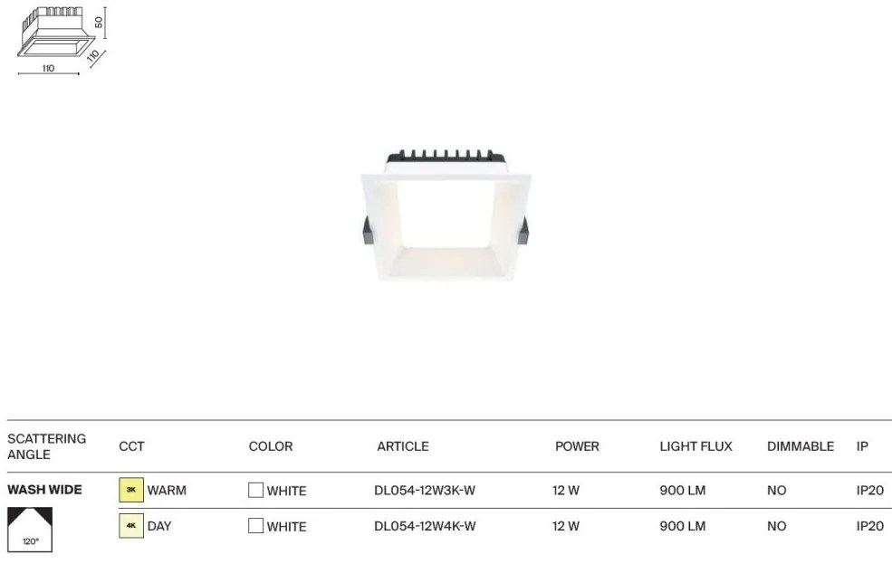 Spot LED incastrabil design tehnic Okno alb 11x11cm 3000K