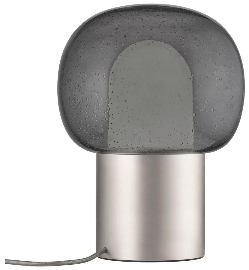 Veioză argintie LED din aluminiu cu abajur din sticlă (înălțime 32 cm) Iris – Blomus