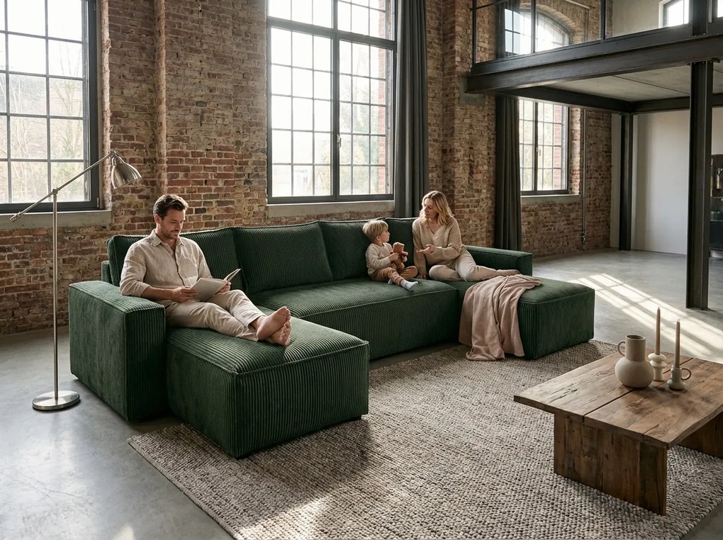 Coltar in forma de U SMART COSARO 295x140 cm, verde inchis