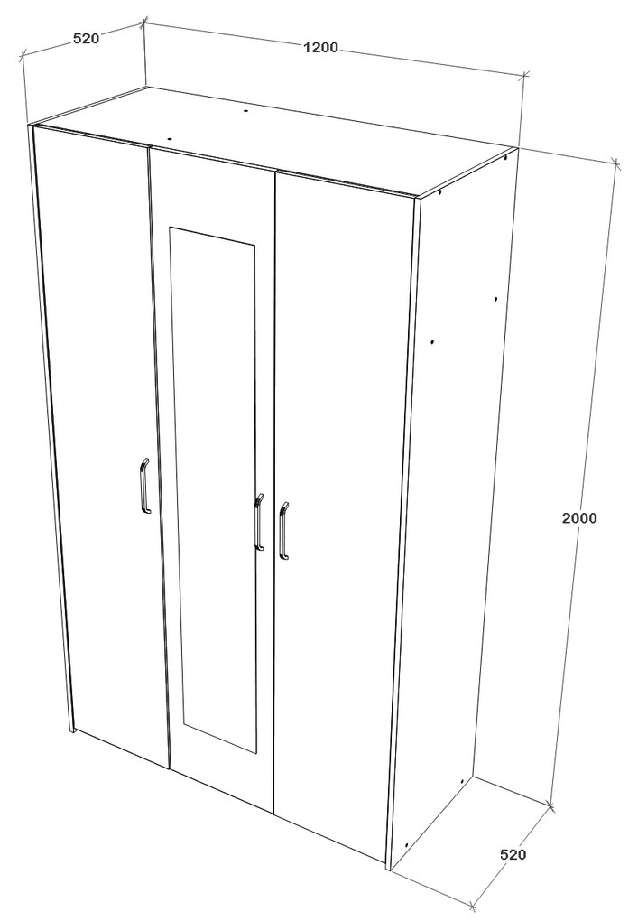 Dulap Malmo, 3 Usi, Stejar Artisan/Argila, 120 x 52 x 200 cm
