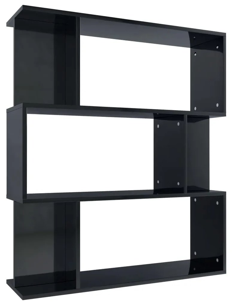 800088 vidaXL Bibliotecă/Separator cameră, negru extralucios, 80x24x96 cm PAL