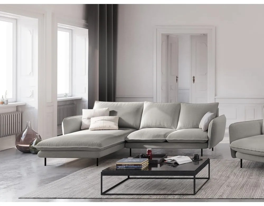 Colțar cu șezlong pe partea stângă Cosmopolitan Design Vienna, gri deschis