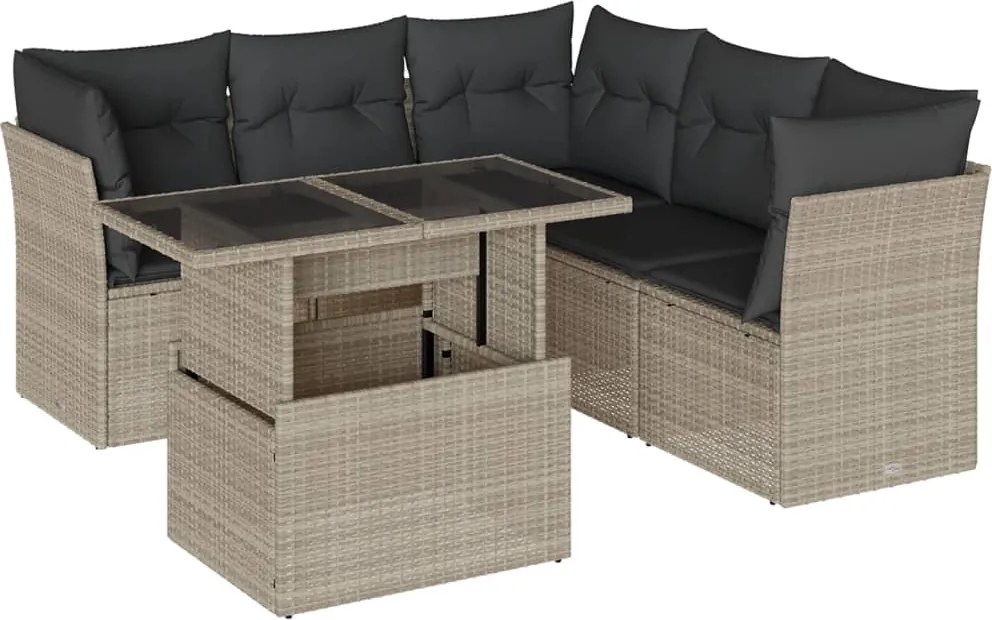 vidaXL Set canapele de grădină cu perne, 6 piese gri deschis poliratan