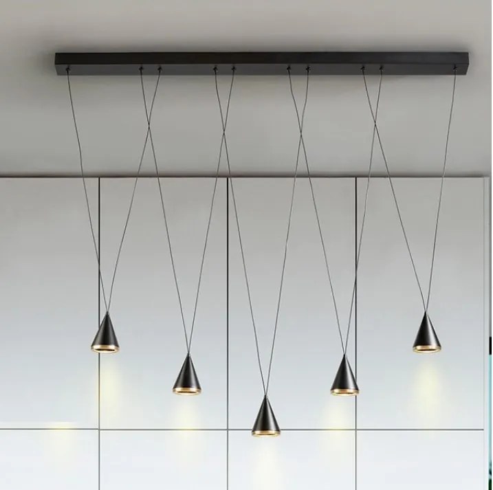 Lustra liniara cu 5 pendule suspendate LED Conic