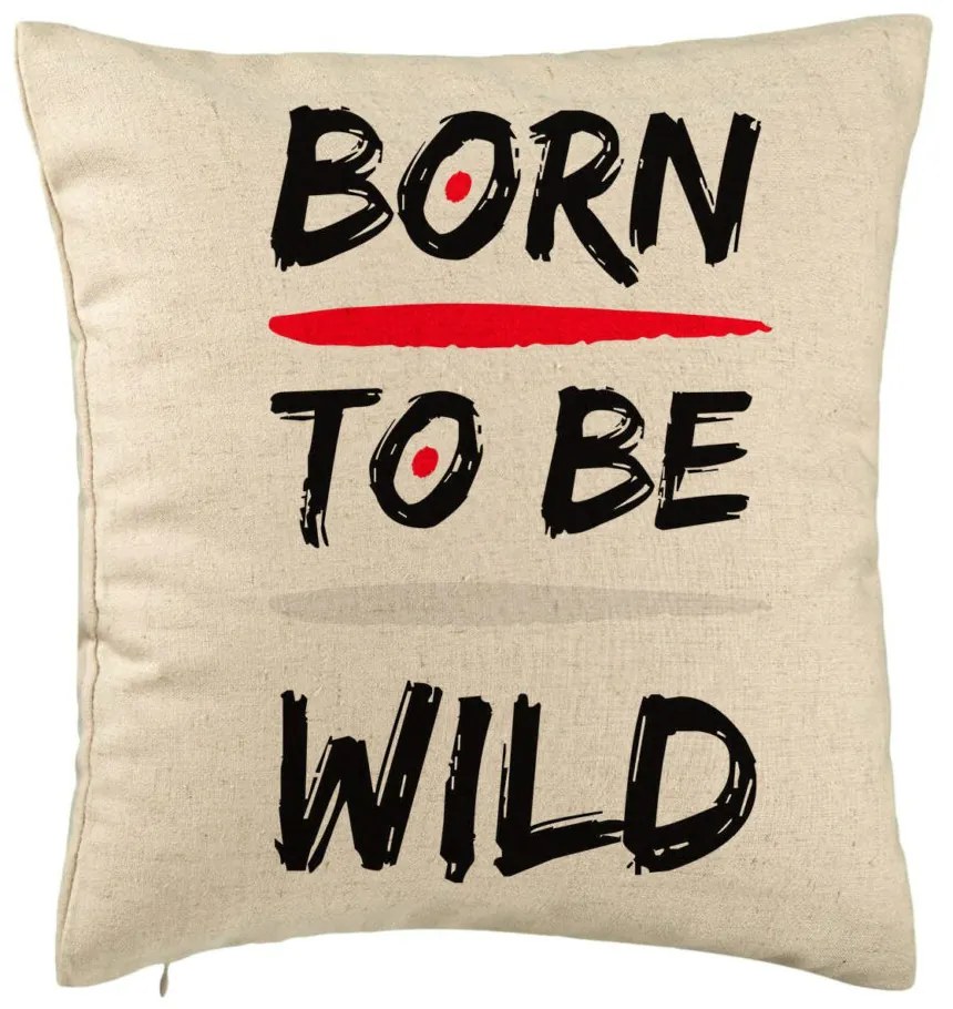 Perna Decorativa, Model Born to Be Wild, 40x40 cm, Bej, Husa Detasabila, Burduf