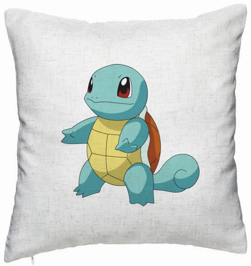 Perna Decorativa, Model copii Squirtle, 40x40 cm, Alb Murdar, Husa Detasabila, Burduf