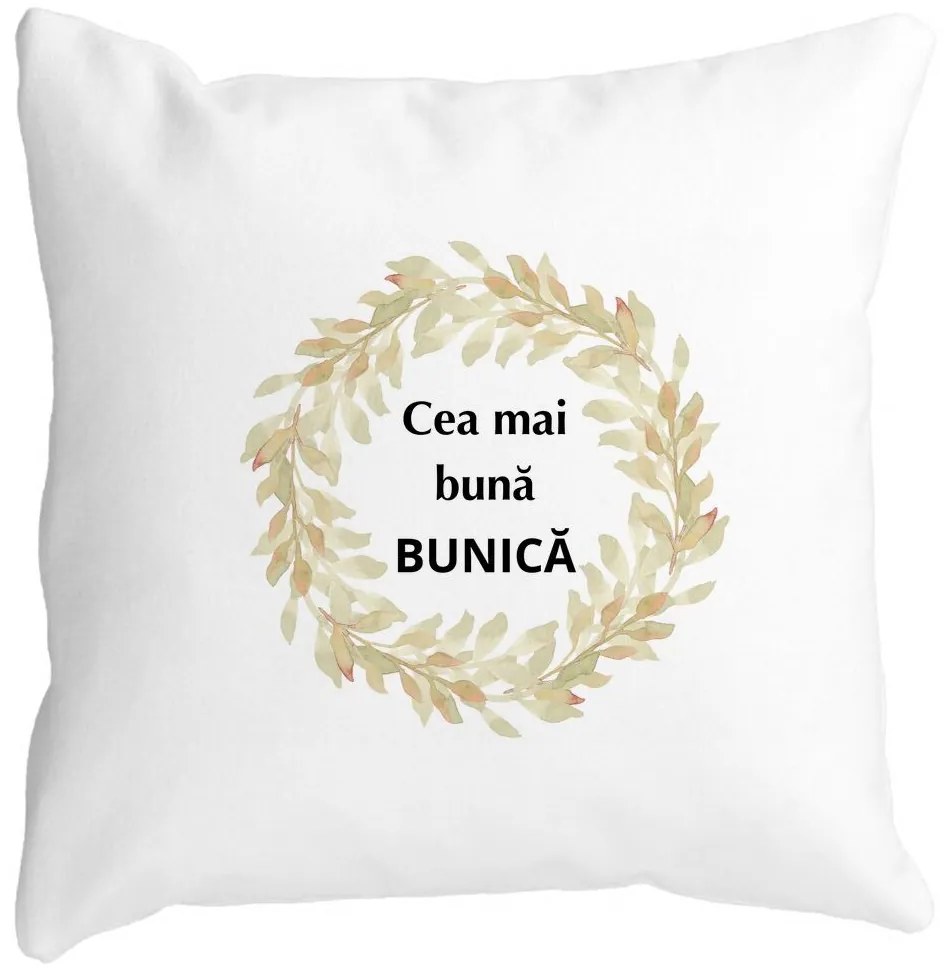 Perna Decorativa pentru Bunica 4, 40x40 cm, Alba, Mata, Husa Detasabila, Burduf