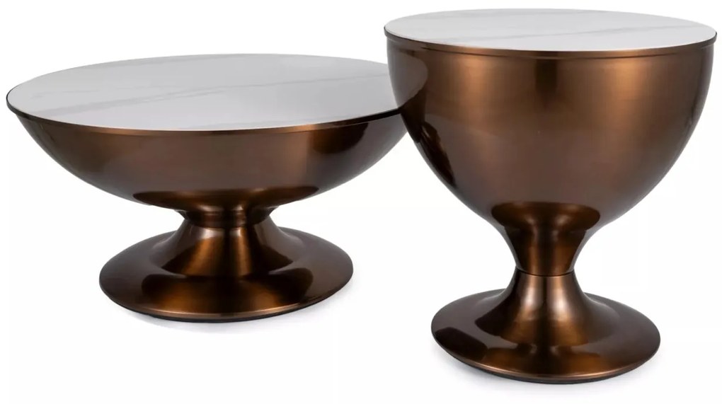 Set 2 masute de cafea Salsa alb/cupru ø75/ø50