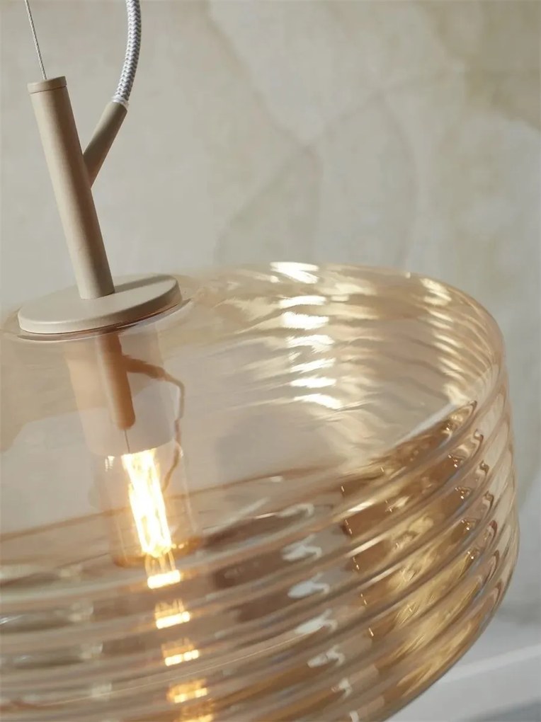 Lustra/Pendul design decorativ Verona ribbed, amber
