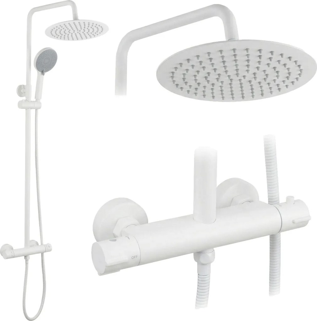Set de duș fără pipă cu termostat Rea Lungo White