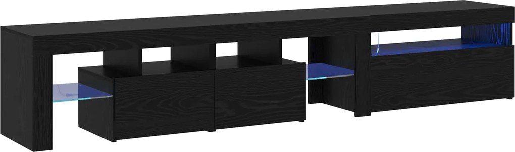 vidaXL Cabinet TV 2 pcs Stejar Negru 215 x 36,5 x 40 cm Lemn compozit