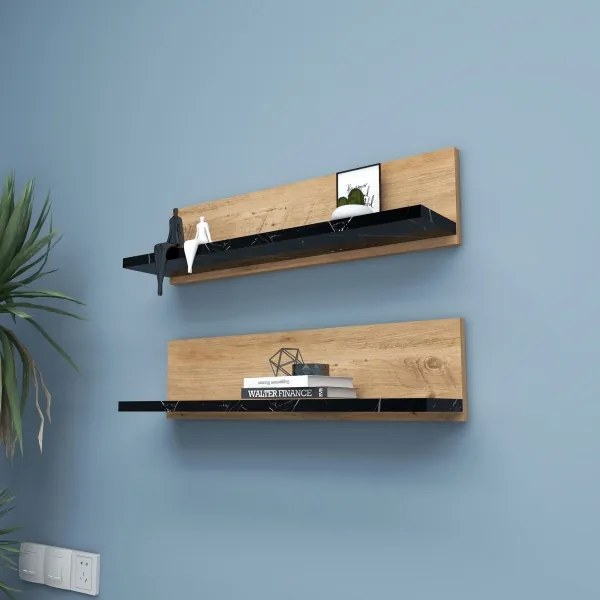 Set de 2 rafturi SHELFIE, pin/negru