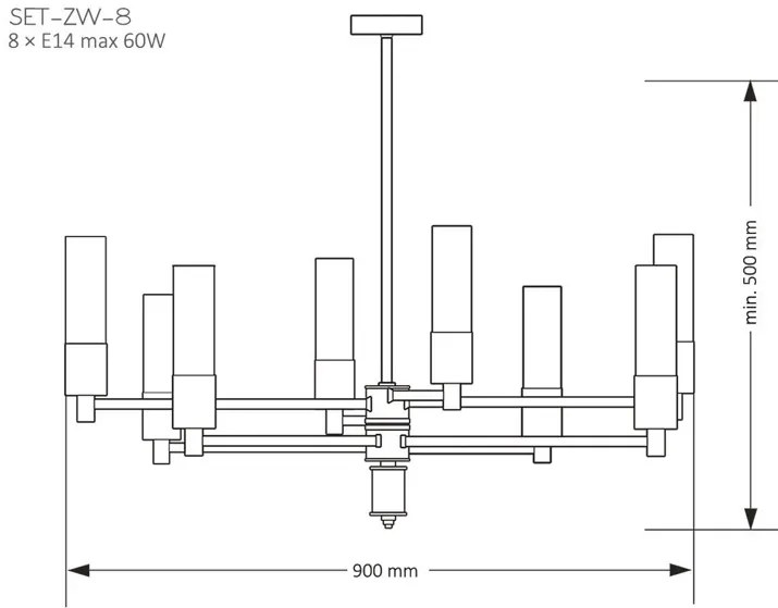 Candelabru modern realizat manual din alama Seti 8L