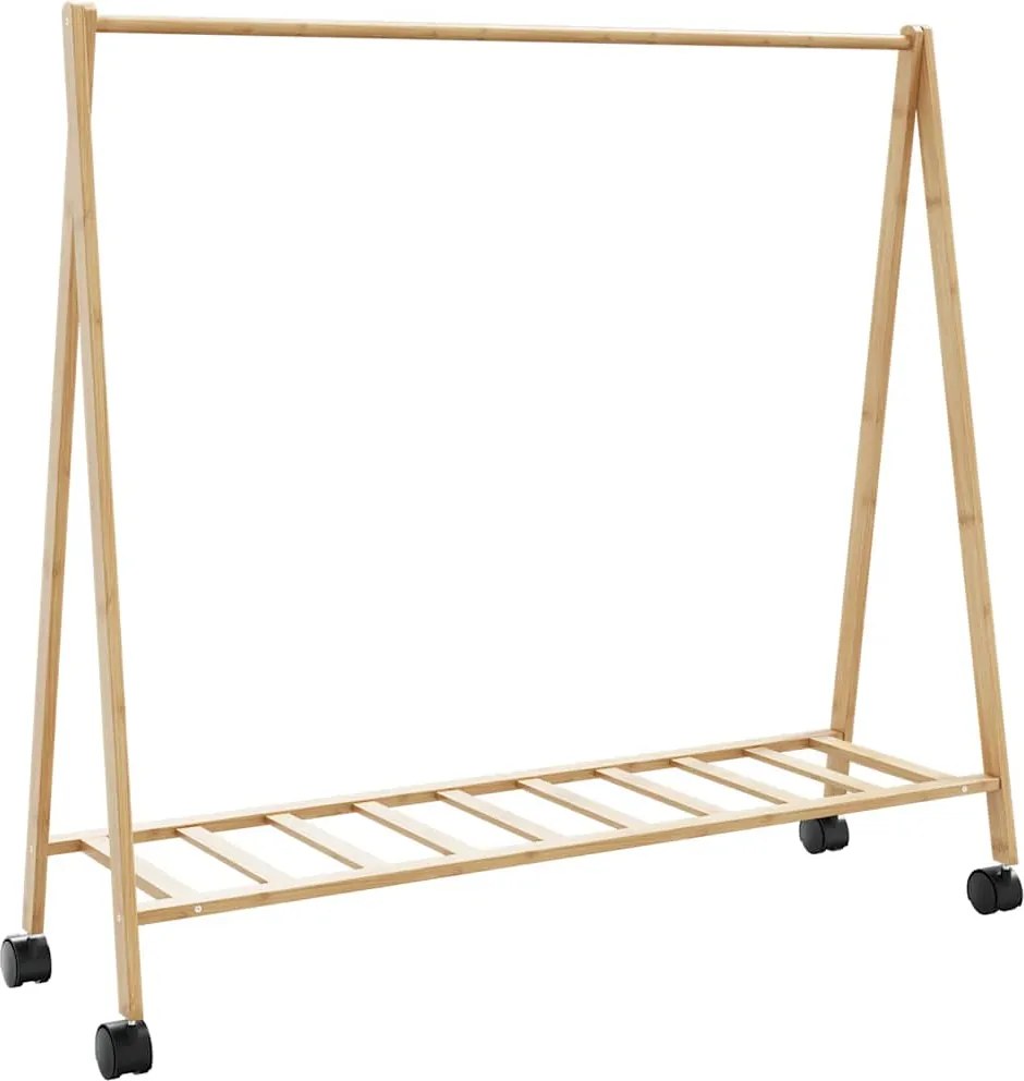 vidaXL Suport pentru haine cu rafturi și roți 106x34x106,5 cm bambus