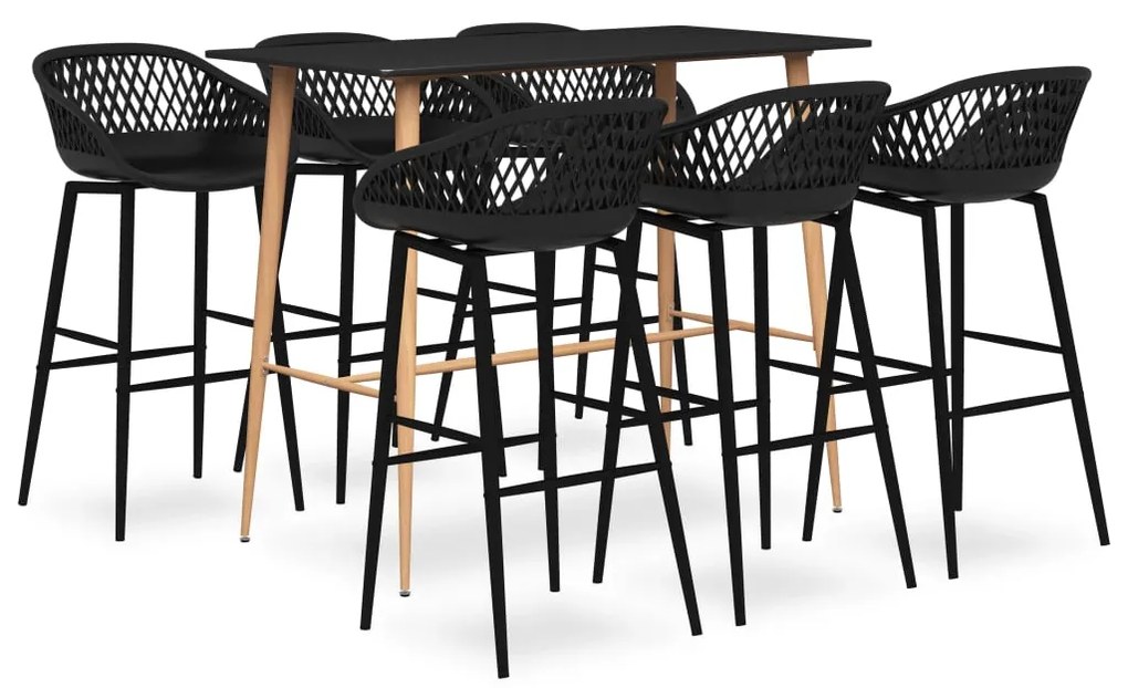 vidaXL Set mobilier de bar, 7 piese, negru