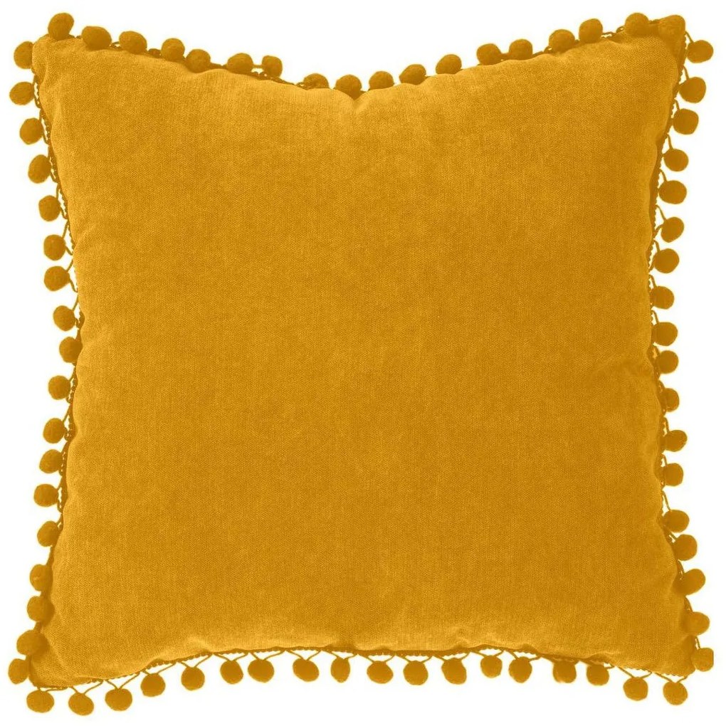 Perna decorativa POMPONS, 40 x 40 cm, galben