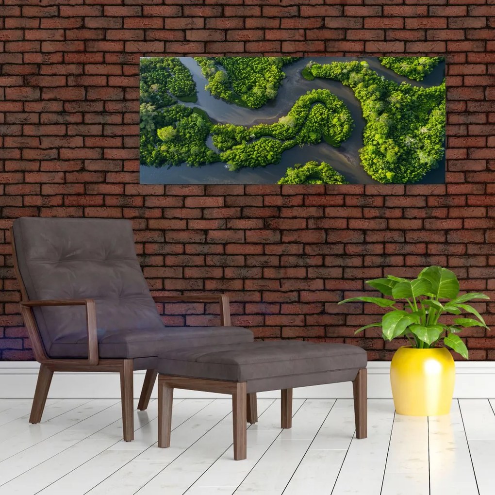 Tablou - Peisaj forestier cu râu (120x50 cm)
