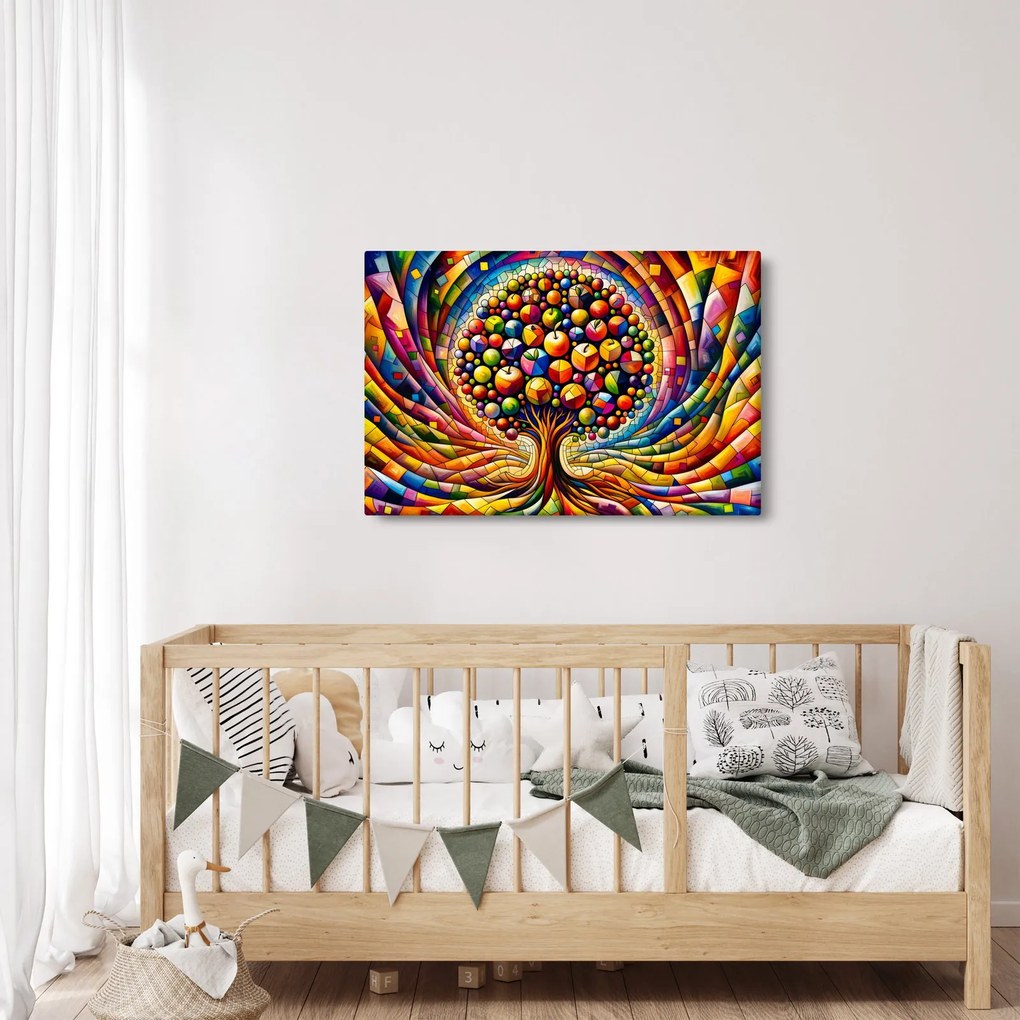 Tablou – Arbore colorat cu mere (90x60 cm)