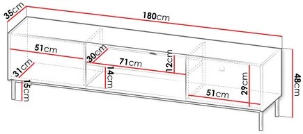 Dulap TV Probazzo 2KW (Negru) . 1106255