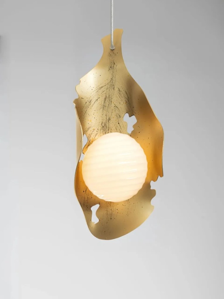 Lustra, Pendul LED otel auriu si sticla MALORY