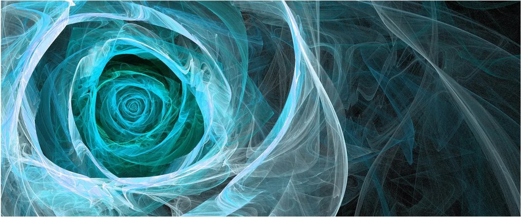 Tablou - Abstract trandafir albastru cu fundal negru (120x50 cm)