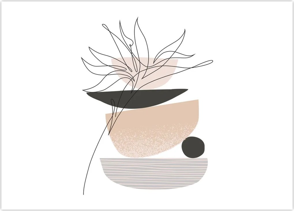 Tablou pe sticlă - Linie de artă flori N⁰1 (70x50 cm)