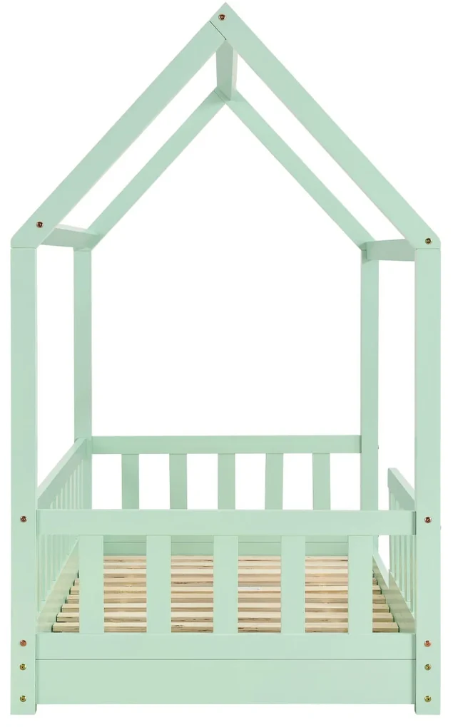 Pat pentru copii Marli 80 x 160 cm cu cadru cu lamele de culoare menta