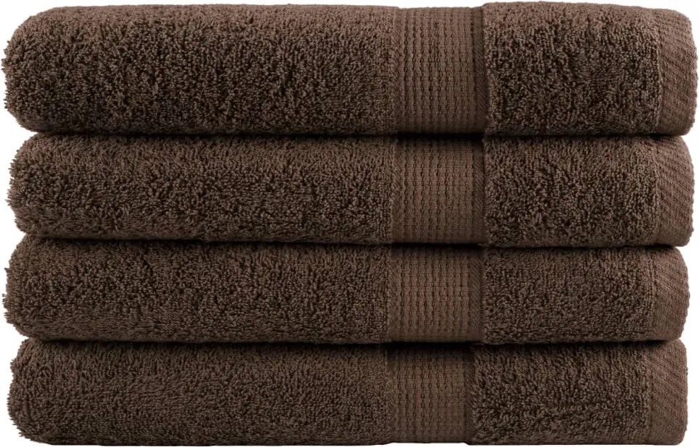 vidaXL Prosoape premium, SOLUND 4 buc maro 100x200cm 600gsm