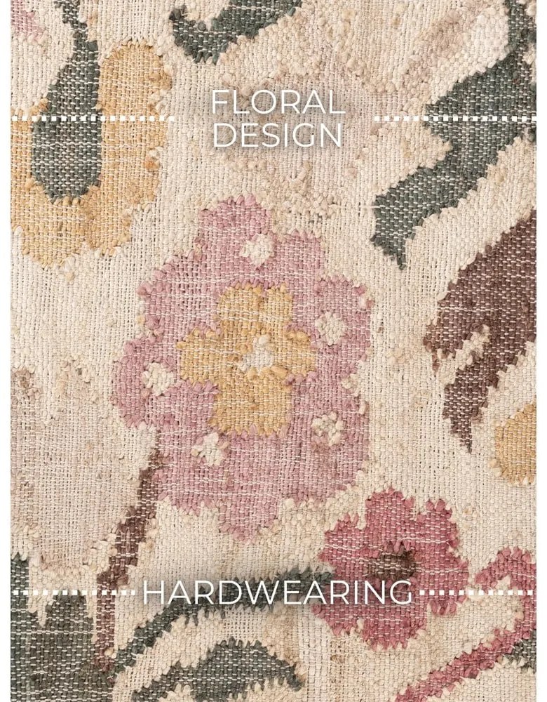 Covor tip traversă crem țesut manual din iută 80x200 cm Roya Violette – Elle Decoration