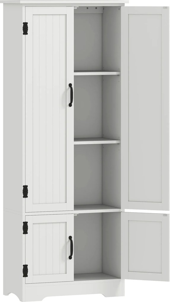 HOMCOM Bufet de bucătărie contemporan cu 2 dulapuri și 3 rafturi, MDF, plăci aglomerate, alb | Aosom Romania