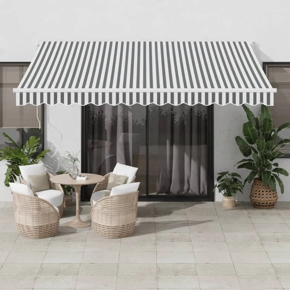 vidaXL Copertina retractabilă antracit &amp; alb 4x3m țesătură și aluminiu