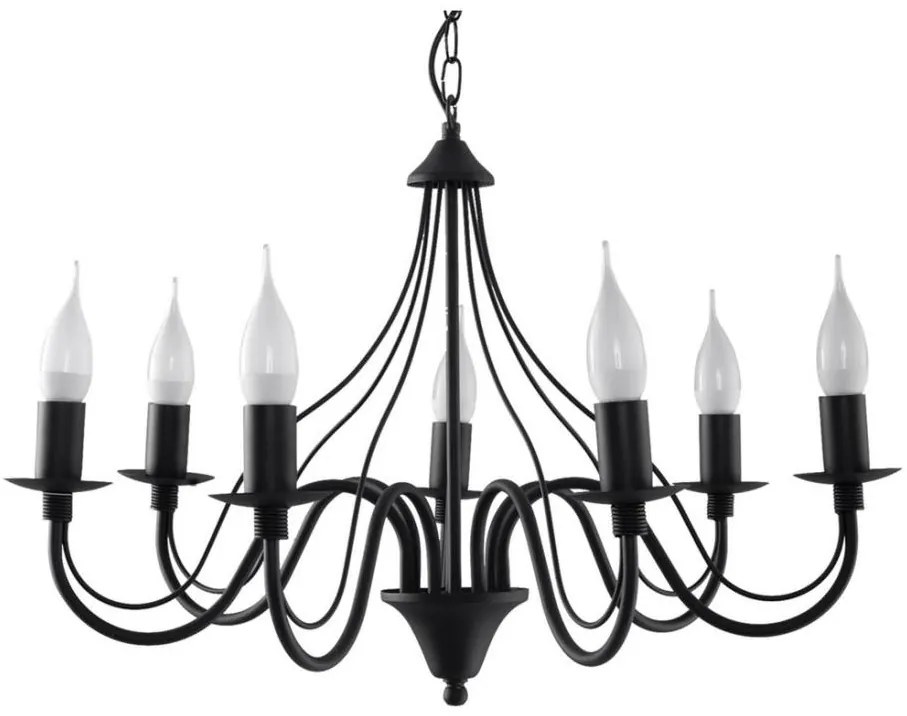 Lustră pe lanț MINERWA 7 7xE14/40W/230V negru
