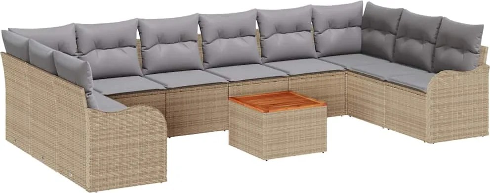 vidaXL Set de canapele pentru grădină 11 pcs Beige și gri deschis
