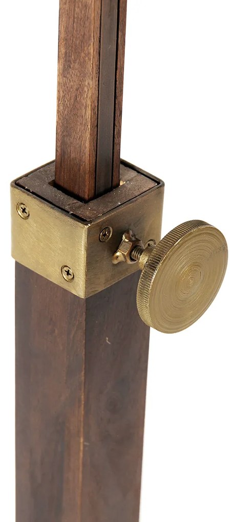 Lampă de podea industrială din bronz cu lemn reglabil - Haicha