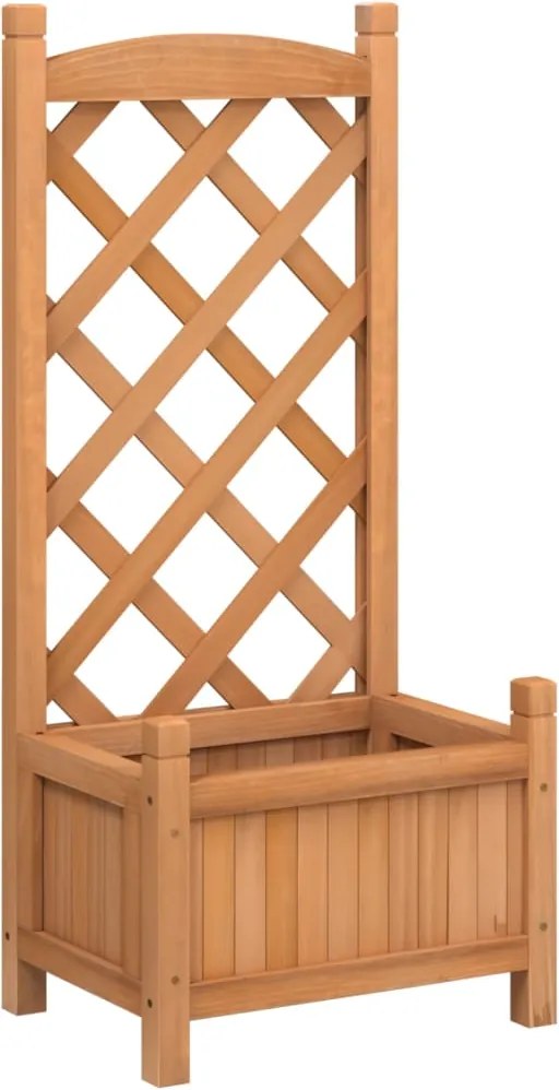 vidaXL Jardinieră cu spalier, maro, lemn masiv de brad