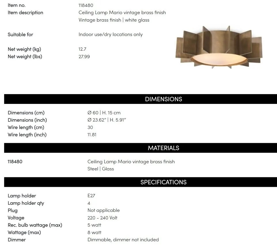 Plafoniera, Lustra aplicata design LUX Mario 60cm