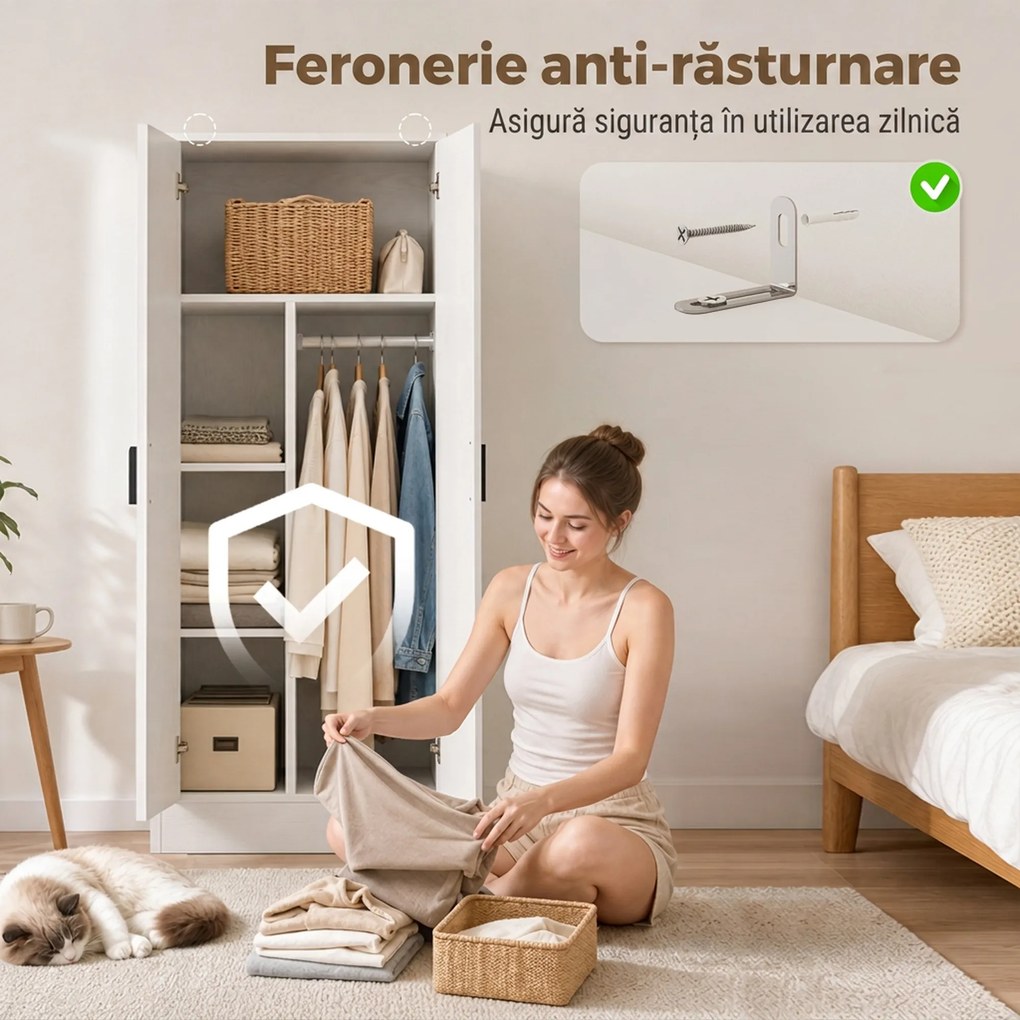 HOMCOM Dulap Subțire 37 cm Con Bară pentru Umerașe E Rafturi | Aosom Romania
