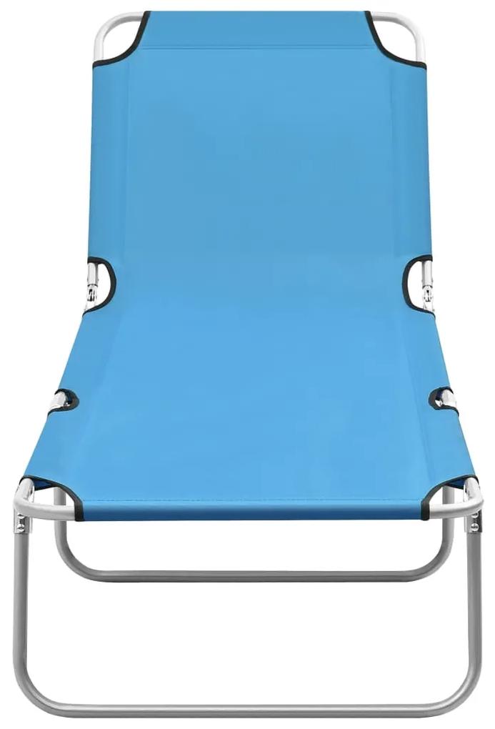 310329 vidaXL Șezlong de plajă pliabil, albastru turcoaz, oțel și textil