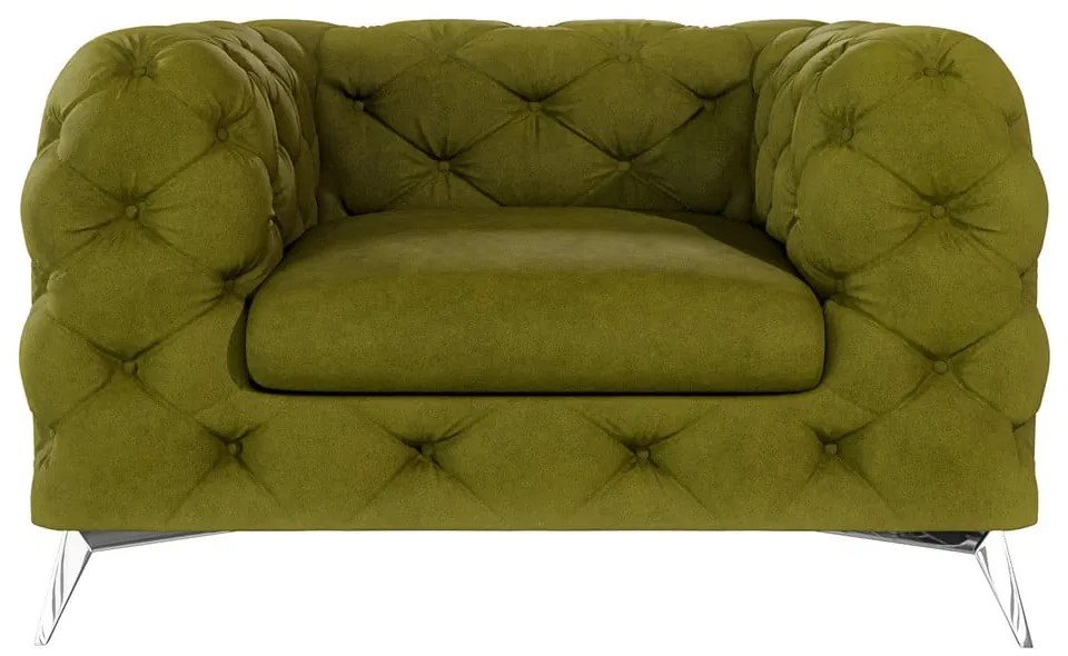 Fotoliu verde cu tapițerie din catifea Chelsea – Ropez