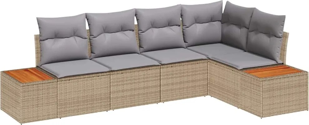 vidaXL Set de canapele pentru grădină 5 pcs bej și gri deschis