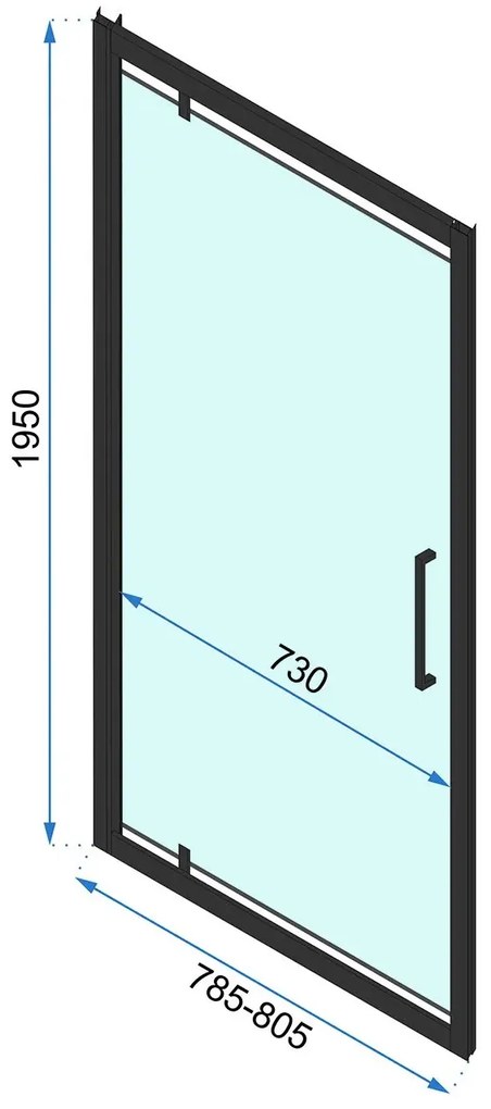 Cabina de dus patrata cu usa batanta si 2 pereti ficsi Rea Rapid Swing 80x80 negru