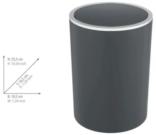 WENKO 25146100 - Coș INCA, 18,5 x 25,5 cm, antracit/crom lucios