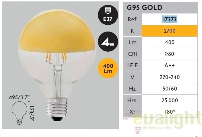 Bec LED decorativ G95 GOLD E27 4W 2700K 17272