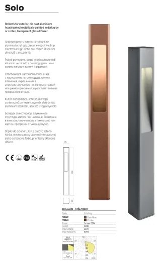 Redo 90673 - Lampă de exterior SOLO, 70 cm, 1x GU10, 35 W, 230 V, IP65, maro