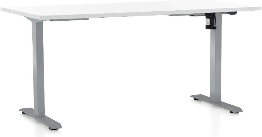 Masa inaltime reglabila OfficeTech A, 160 x 80 cm, bază gri, alb