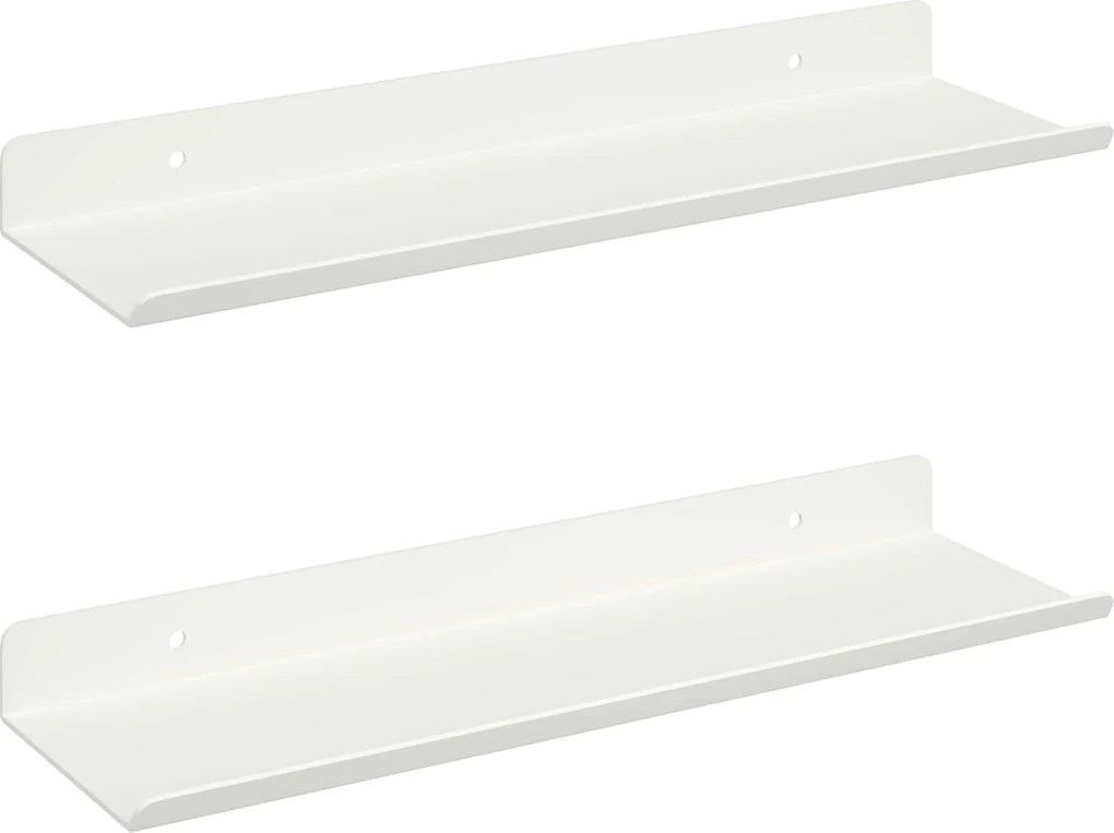 vidaXL Raft suspendat Pe perete 2 pcs Alb 30 x 9 x 2,5 cm Oțel