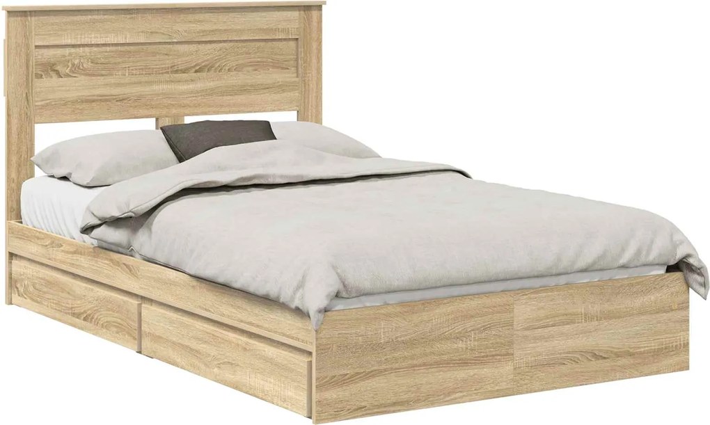 vidaXL Pat cu storage Stejar Sonoma 120 x 200 cm Lemn compozit