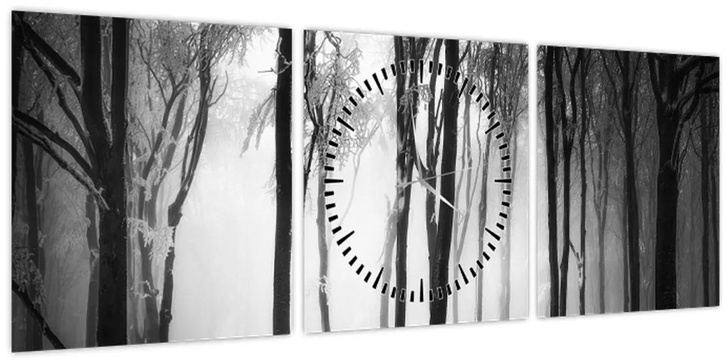 Tablou - Lup în pădurea întunecată (cu ceas) (90x30 cm)