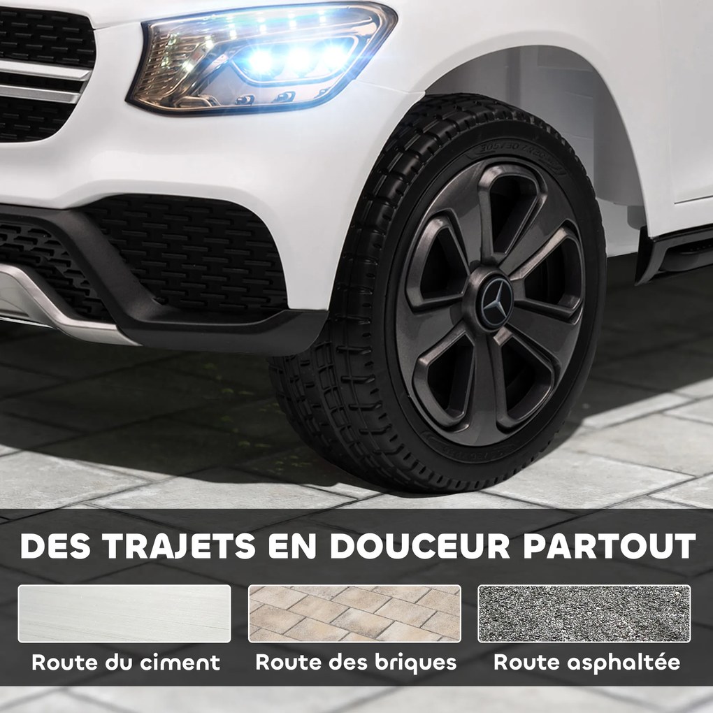AIYAPLAY Mașină electrică pentru copii, vehicul electric 12V, telecomandă 2,4G, 3 viteze, pornire lentă, 105x68x50cm, alb | Aosom Romania